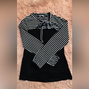 Black, Pin Striped Long Sleeve Blouse